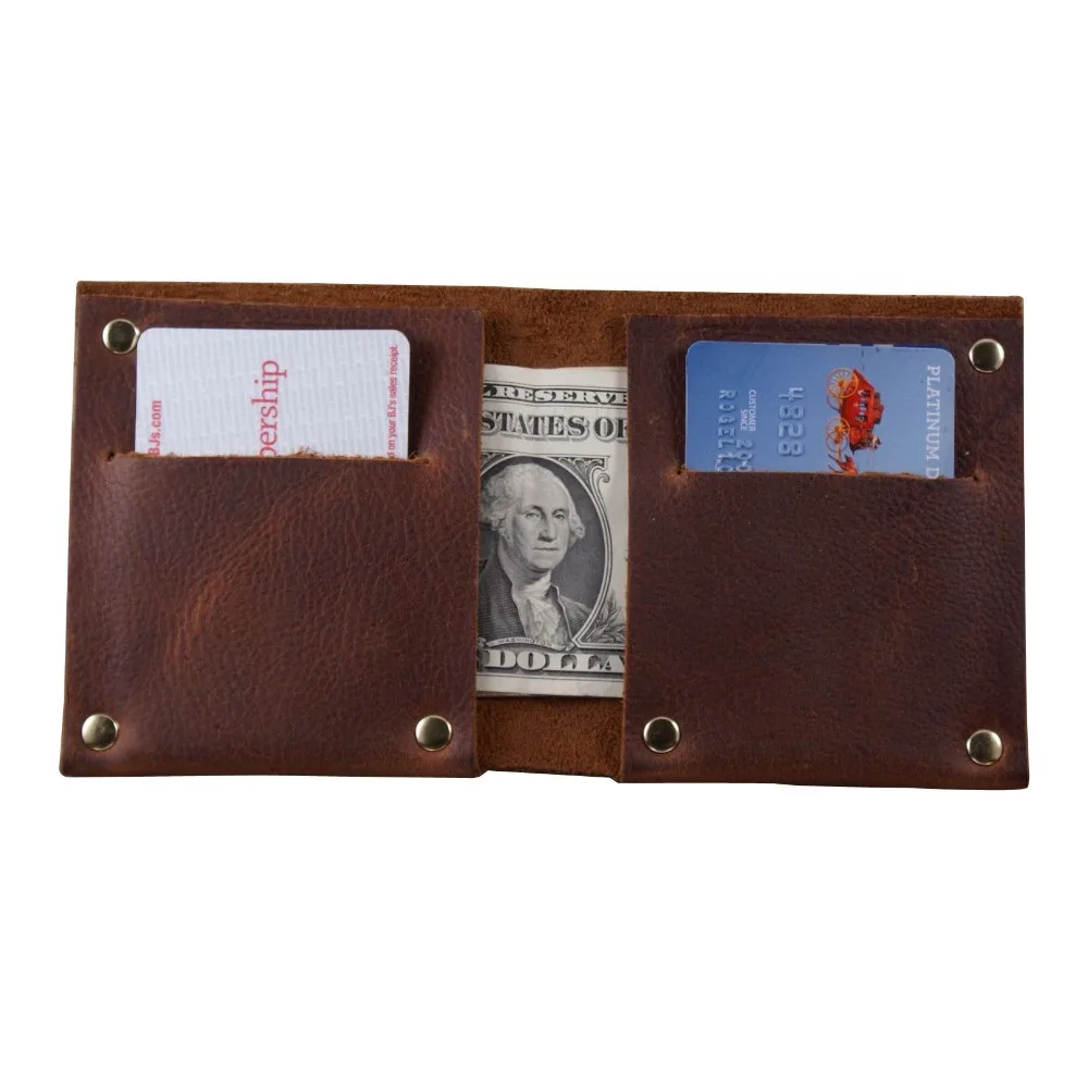 full riveted minimalist mexican leather wallets card holder in