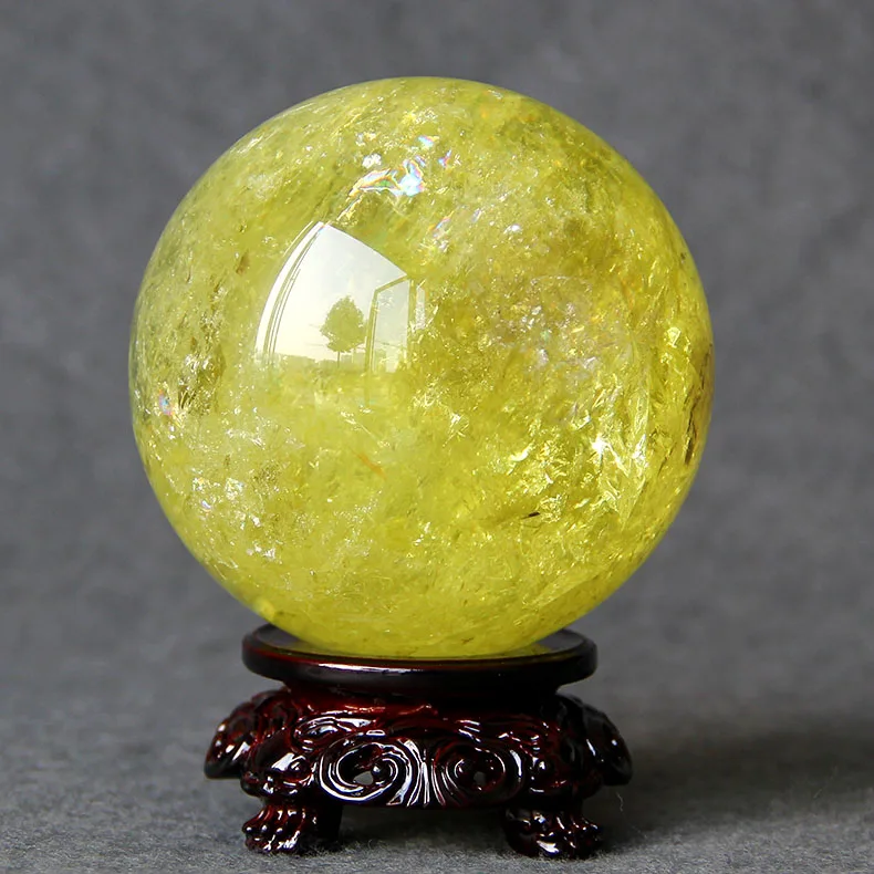 天然水晶石英球/球黄水晶石英治疗