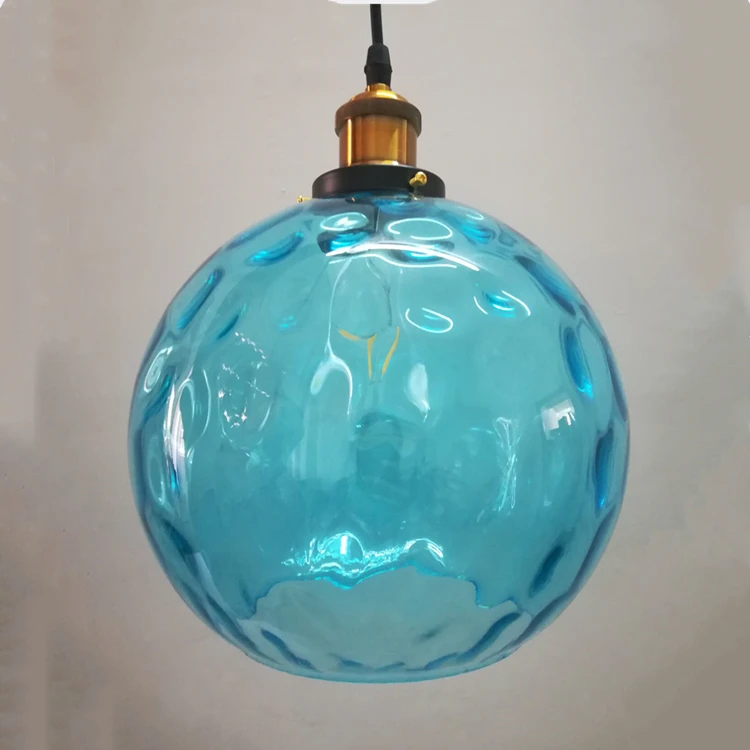 chinese clothing shop kitchen decorative blue glass globe led pendant light