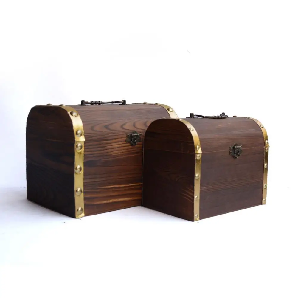 Antieke houten schat borst kofferbak doos