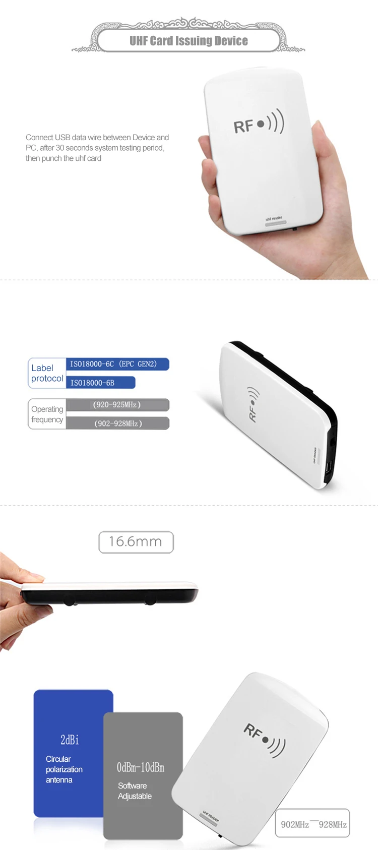 Free SDK RDM8903 Mini RFID Reader UHF USB Interface Card Reader Reader/writer