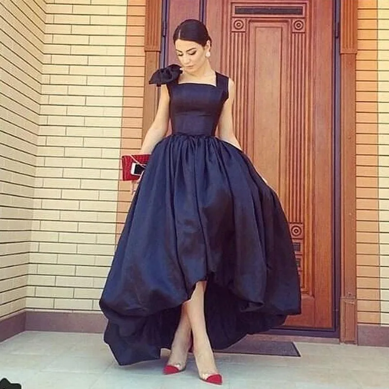 2016 Cheap Plus Size Evening Dresses Black Square prom