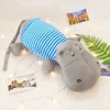 stuffed long and lie custom hippo plush toy with t-shirt
