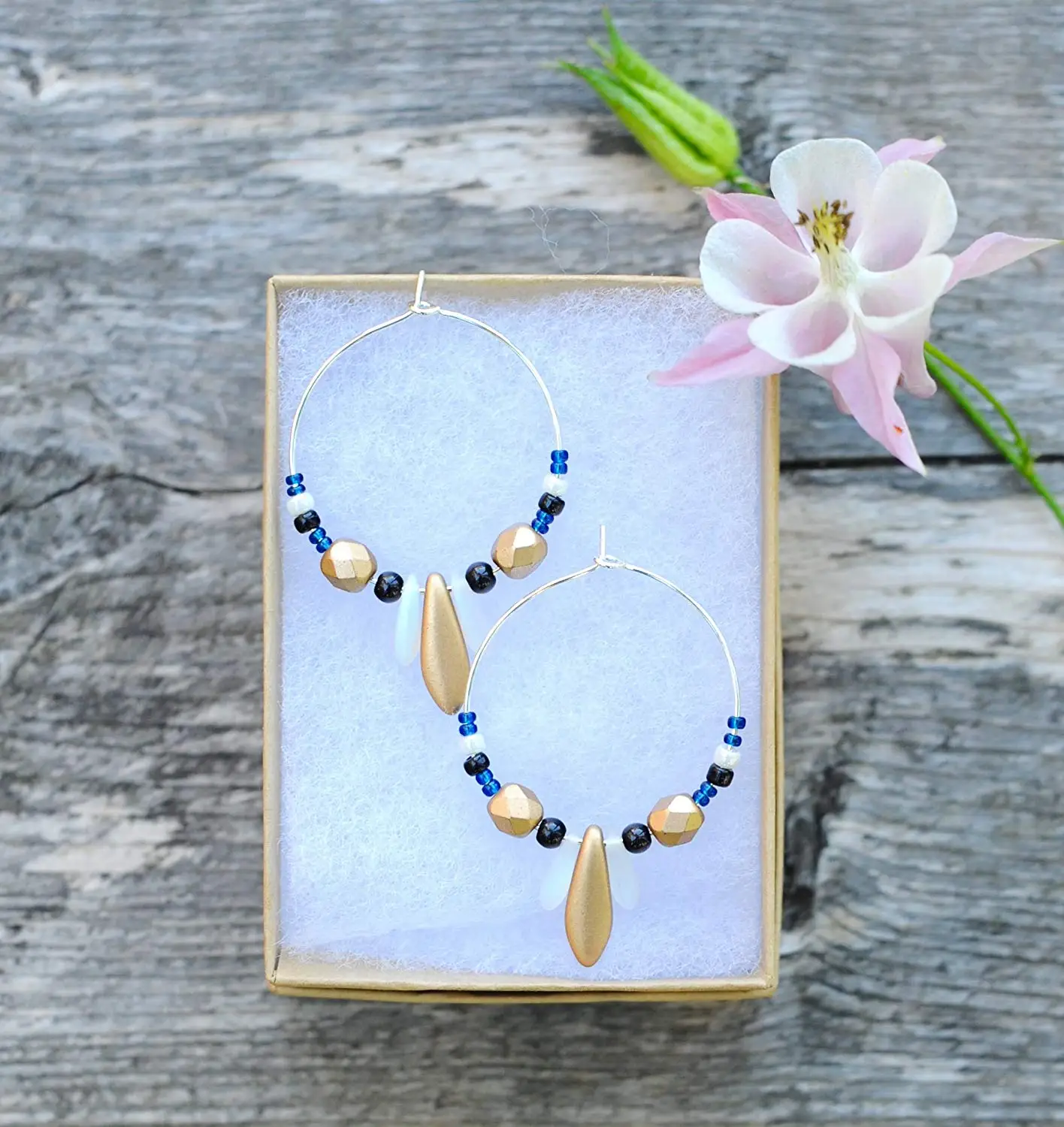 Beaded hoop earrings | Chandelier earrings | Boho earrings | Ethnic earrings | Boho jewelry | Beaded Jewelry | Glass beads