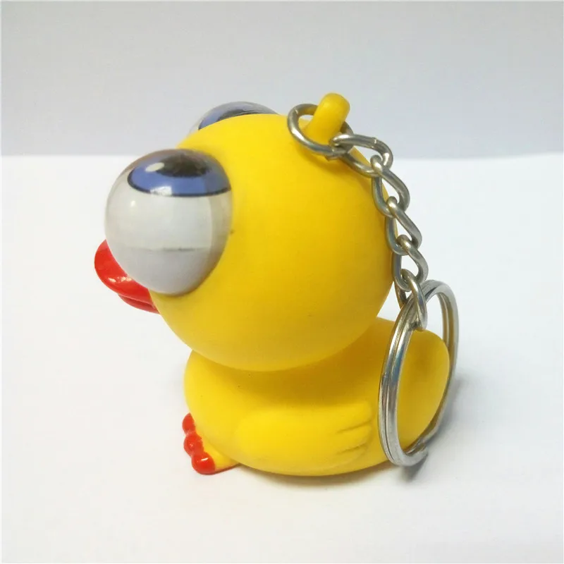 3d Rotating Eyes Duck Plastic Keychains Custom Squeeze Duck Rolling