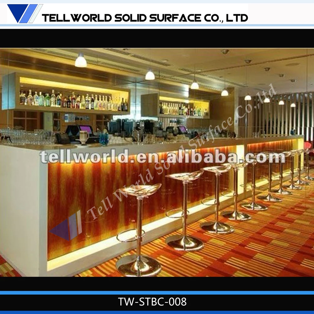 Solid Surface Furniture Commercial Wine Bar Counters Curved Bar Table