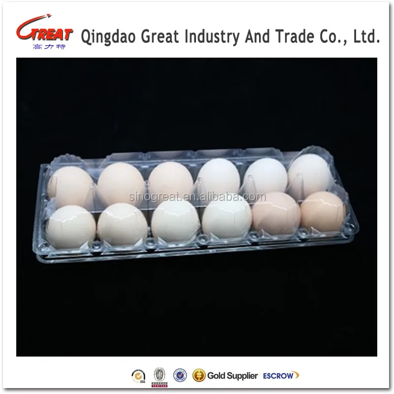 12 Cells Egg Carton Clear Pet Plastic Type Chicken Egg Packaging For