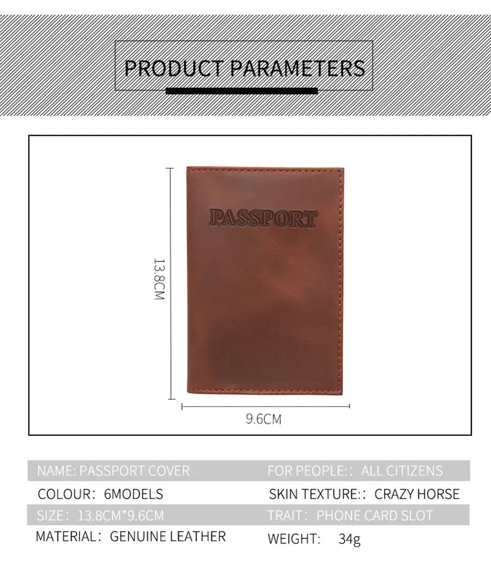 Wholesale Retro Crazy Horse Genuine Leather Passport Holder Cover With Sim Card Slots Buy