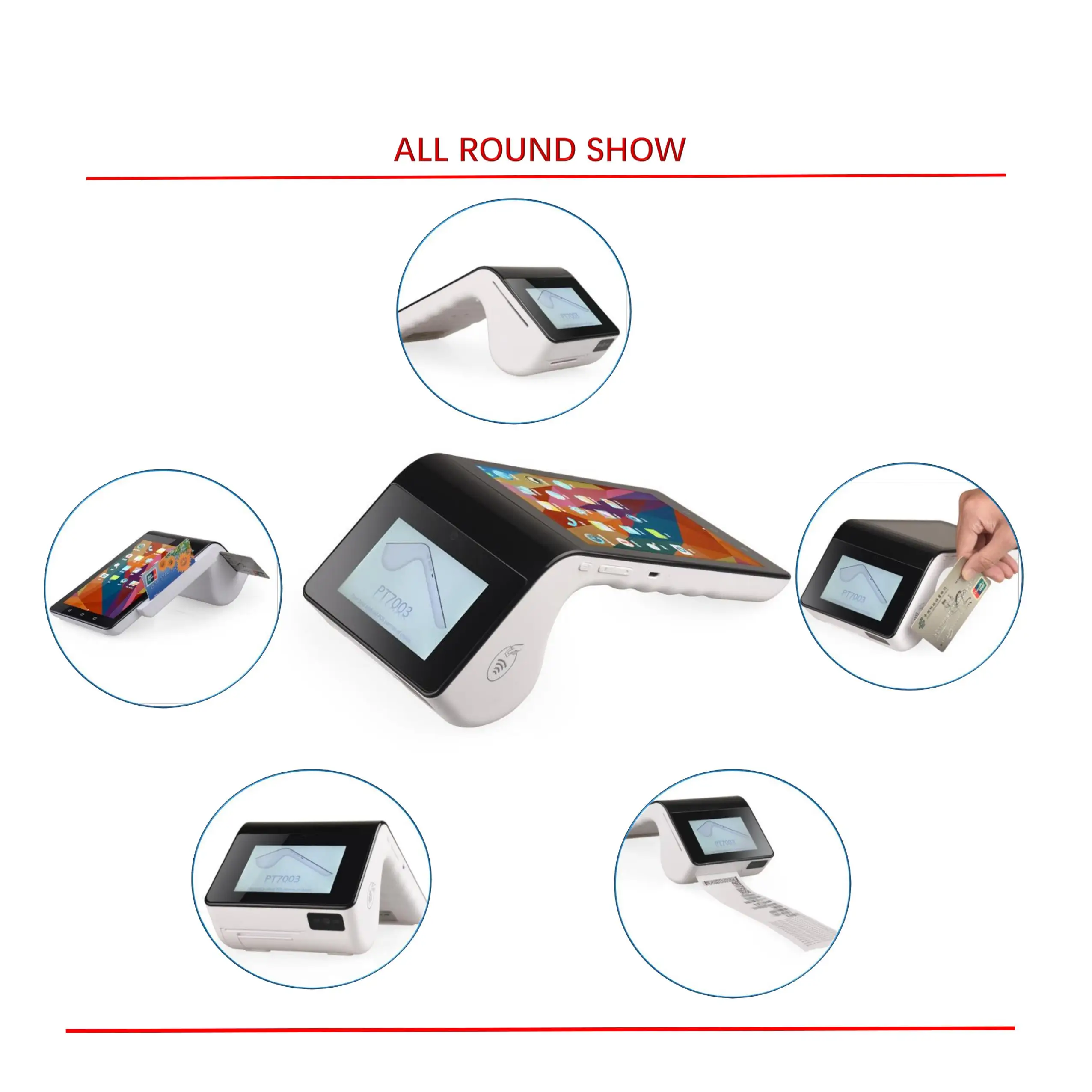 PT7003 Cash Register Android Bluetooth NFC And Barcode Reader For Sale With Mobile Receipt Printer