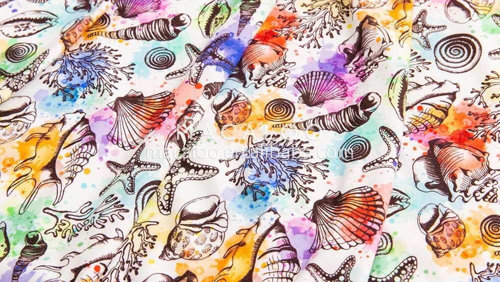 Eco friendly Starfish printed bamboo muslin fabric for baby clothes