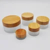 5ml 15ml 50ml 100ml face cream frosted clear bamboo wood lid 30 ml glass jar