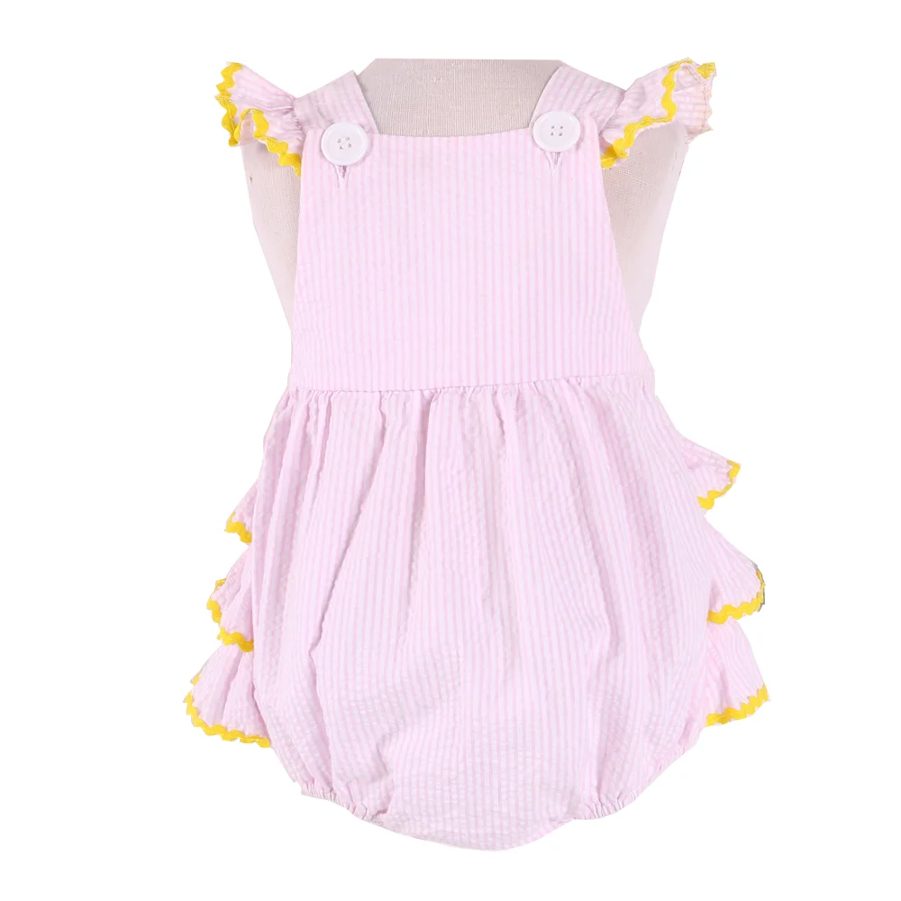 Boutique Shop Wholesale New Product Seersucker Ruffle Button Snap