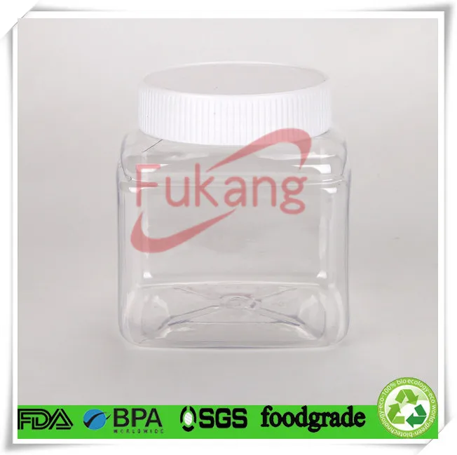 550ml Square Pet Plastic Nut Jar Packaging Almonds/cashews,Clear