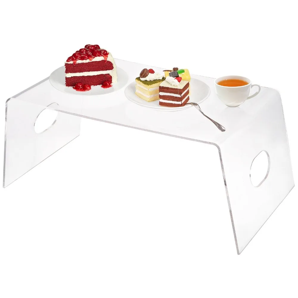 Clear Acrylic Multipurpose Breakfast In Bed Serving Tray With Handles