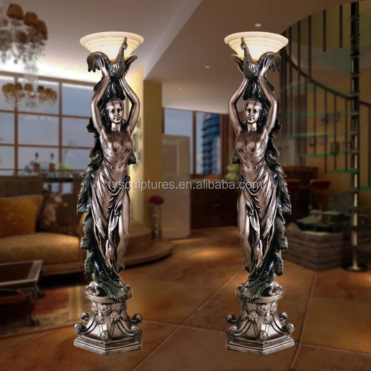 Indoor Decorative Life Size Standing Lady Lamp Sculpture Buy Standing