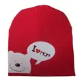 1 Pcs New Fashion Lovely Cute Warm Baby Hat I LOVE MOM DAD Cartton Bear Knitted