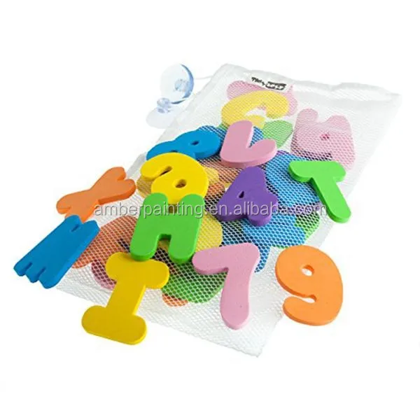 Tub town bath toys alphabet letter foam bath toys with storage bag