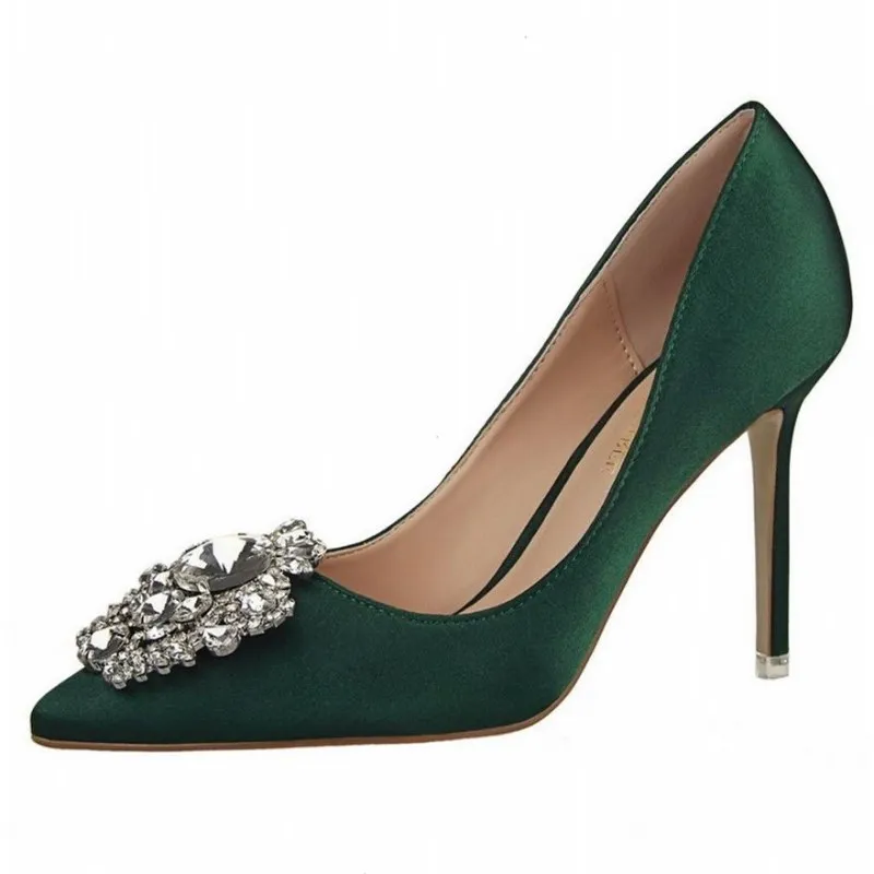 Chaussures A Talons Vert Tacones De Mujer Bling Rhinestone Green ...