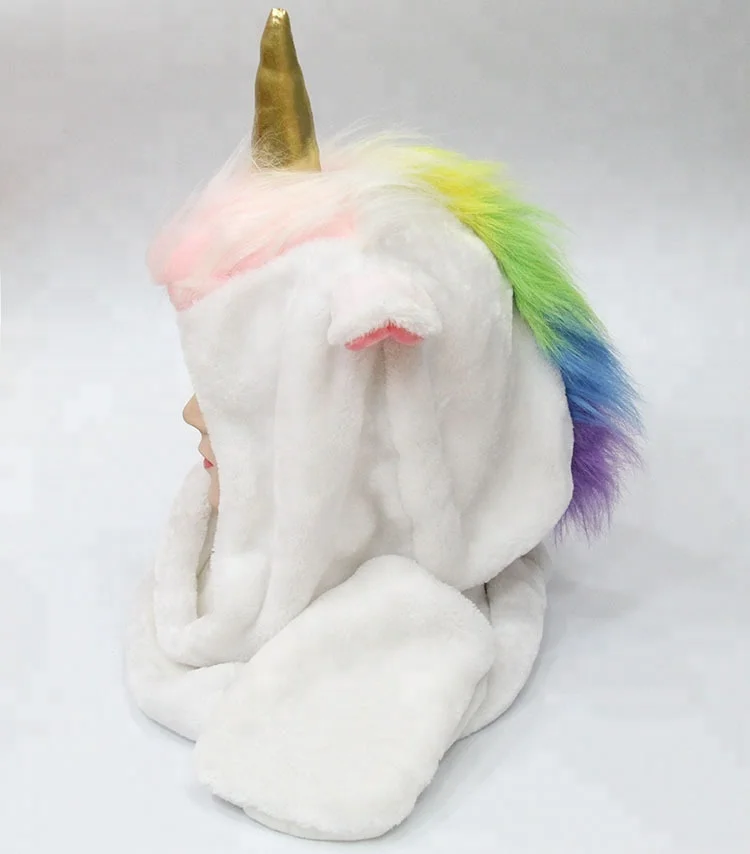 Multi Function Plush Soft Unicorn Hat Winter Animal Shape Hat With ...