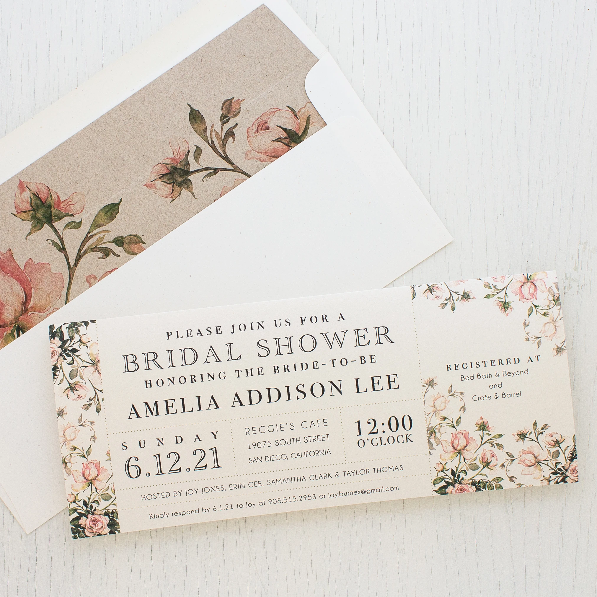 Cheap Floral And Garden Theme Bridal Shower Invitations With Envelope - Buy Bridal Shower