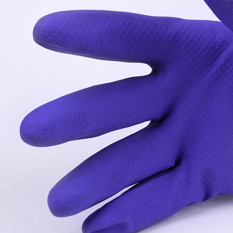 Promotional Cheap Cleanroom Purple Latex Gloves Extra Long Household 2704