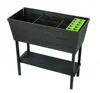 22.4 Gallon Resin Plastic Wood Look Elevated Raised Patio Garden Flower Planter Bed, Graphite