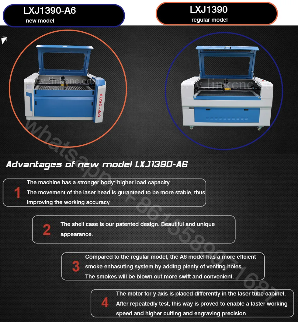 New model! Stronger machine frame laser cutting machine LXJ1390 with higher precision
