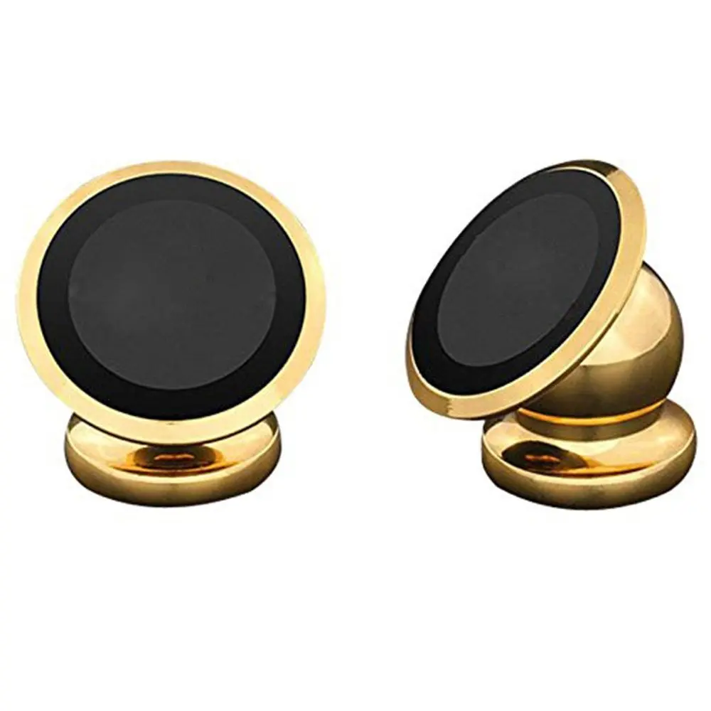 Cyber Roll Magnetic Phone Holder Car Smart Phone Mount Holder Support Stand, Mini Size Stylish Design Stainless Steel 24K Gold Plating, for iPhone 6 6S Plus 5 Galaxy S7 S6 edge S5, Golden