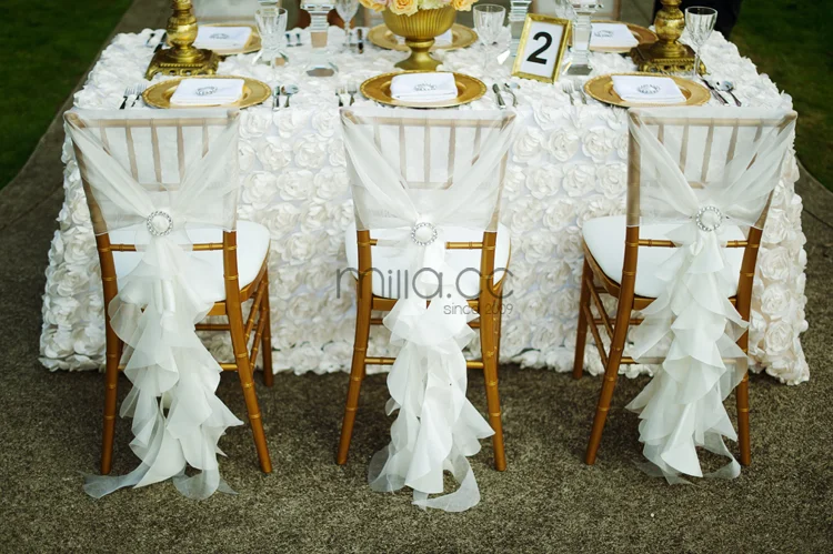 white chiffon sash hood