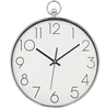 Household electroplate silver 14 inch round wall clock with handle quartz Wall clock