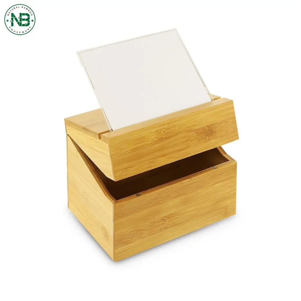 wholesale bamboo card recipe box with acrylic recipe card holder - buy  bamboo recipe box,recipe card box,bamboo recipe box with acrylic product on