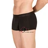 Active guys natural position pouched boxer briefs all black trunks short leg underwear strong silky waistband underwear for mens
