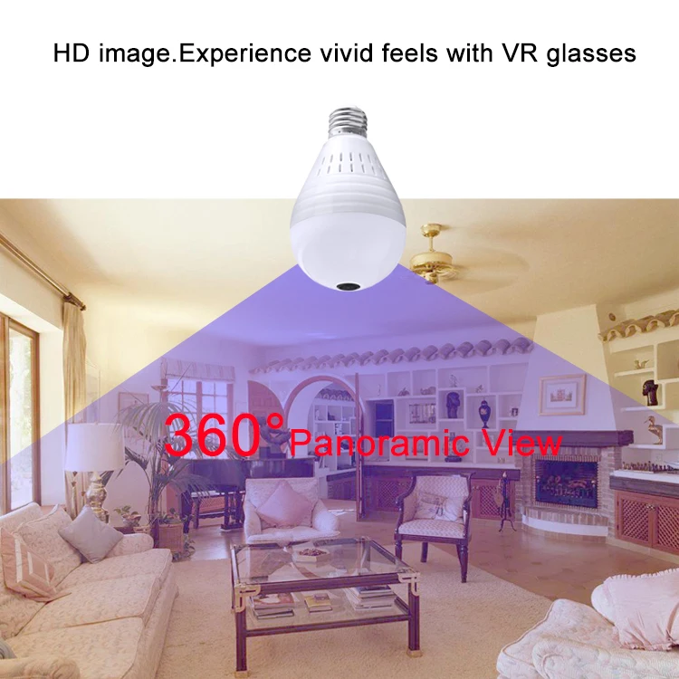 AP Hotspot Panoramic 360 Degree Hidden Spy Wireless Wifi IP Light Bulb Camera