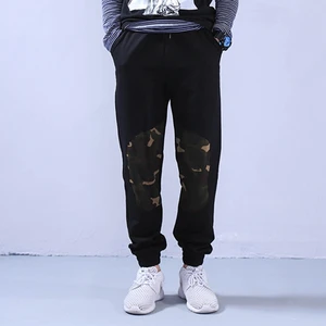 spring new trend of washed denim knit casual pants feet high end wild men's jogging pants