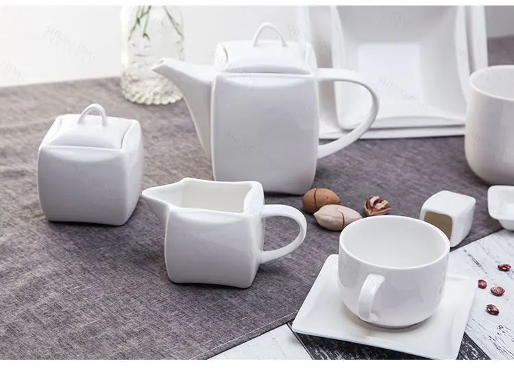 Custom Logo Square Coffee set 230ml Ceramic Milk Jug Barista For Cafe