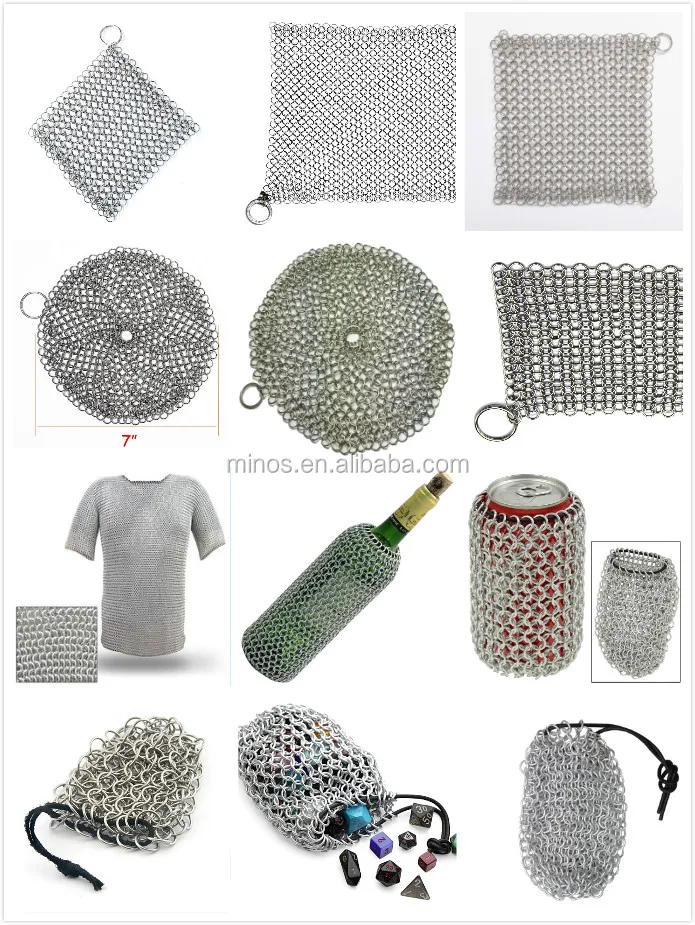Stainless Steel Chain Mail Gaming Dice Bag Chainmail Ring Wire Mesh For Packaging Chainmail