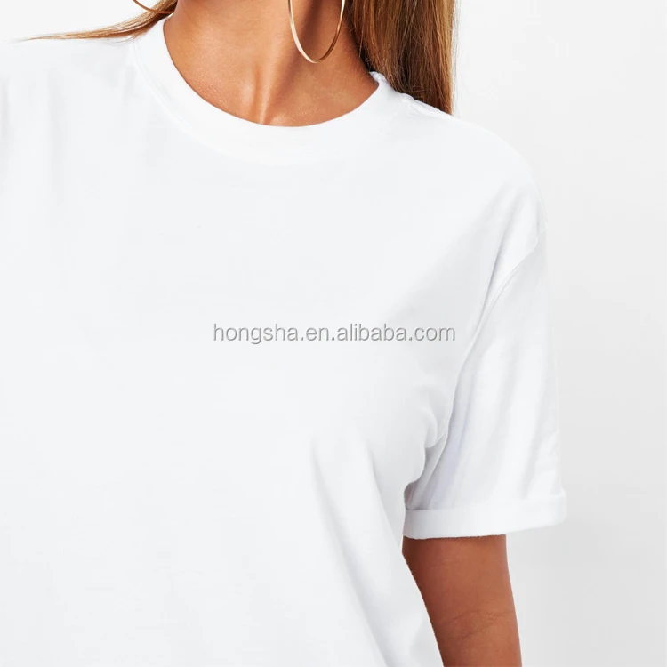 Petite White Plain Blank Round Neck 