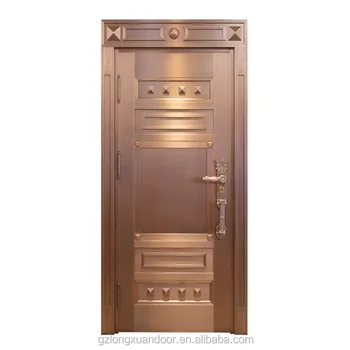 Außen Doppel Wichtigsten Metall Tür,Braun Kupfer Farbe Stahl Sicherheit