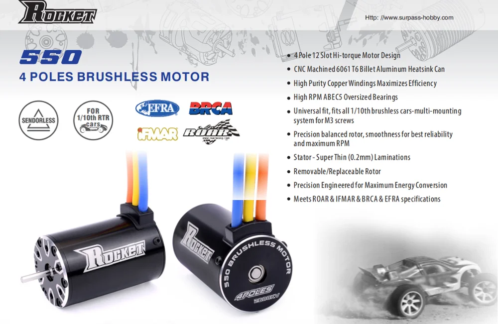 Rocket Brushless 550 Motor Rc Cars Accessories For 1:10 Rc Truck High ...