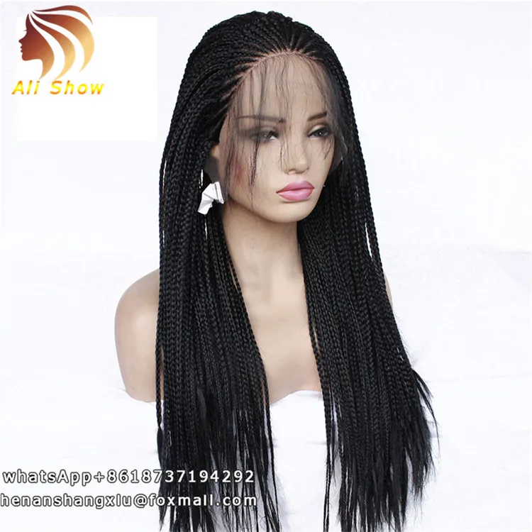Ali Show Black African American Braided Lace Wig Synthetic Frontal