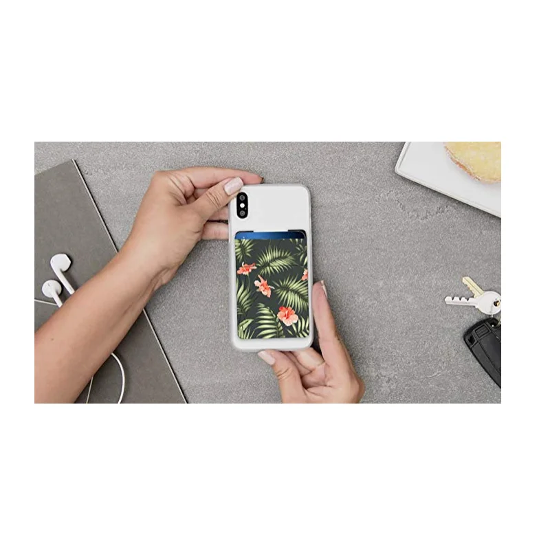 2021 New Design Stretchy Floral Cell Phone Stick On Wallet Card Holder