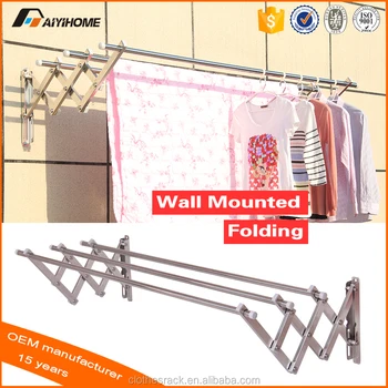 Best Price Durable Stainless Steel 304 Three Rods Wall Mounted Clothes Drying Hanger Racks Drying Rack Buy Ceiling Mounted Clothes Drying