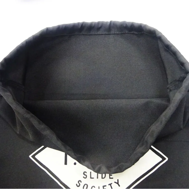 Black Eco Cotton Drawstring Bag Soft Cinch Backpack Bag with Custom Logo