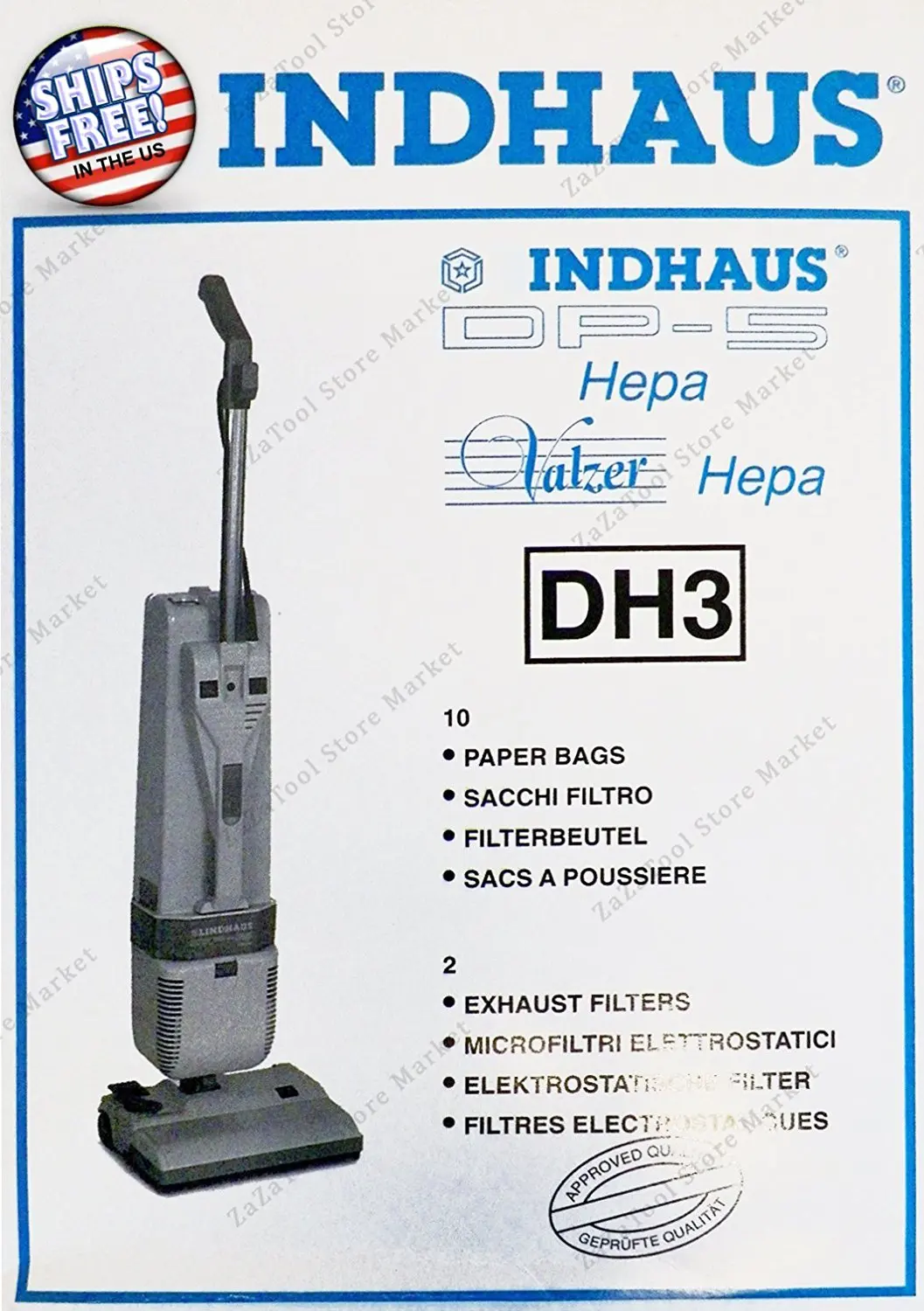 ZaZaTool NEW 10 Bags 2 Filters Genuine Lindhaus Valzer DP-5 Hepa DH3 Vacuum Cleaner Bag