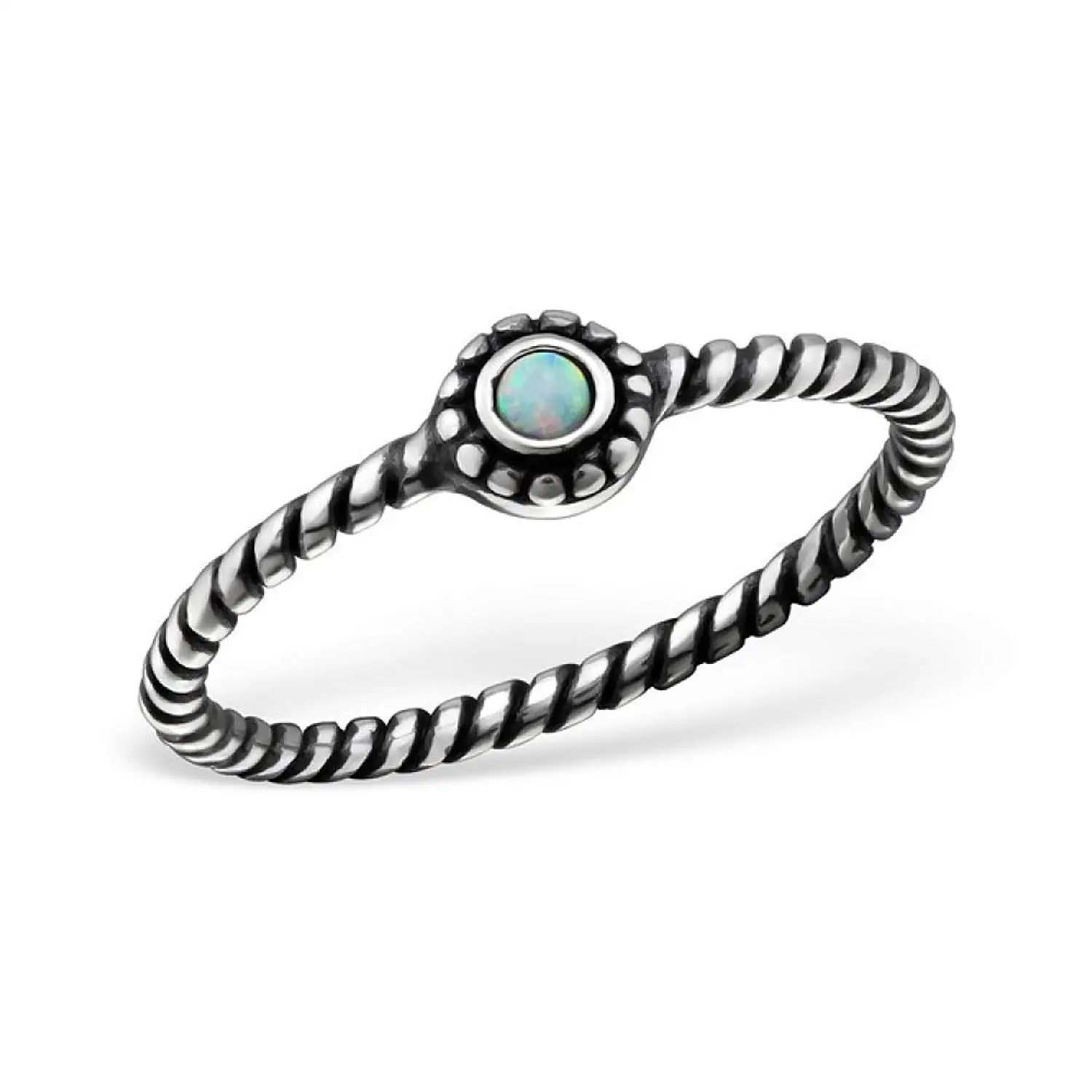 CloseoutWarehouse Blue Simulated Topaz Surrounded by Round Cubic Zirconia Heart Swirl Design Ring Sterling Silver