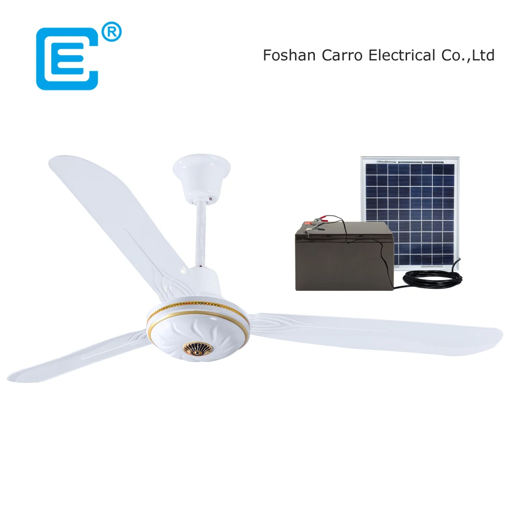 Hot Sell 12v 36w 56inch 3 Metal Blades Ac Dc Dc Decorative Ceiling Fan