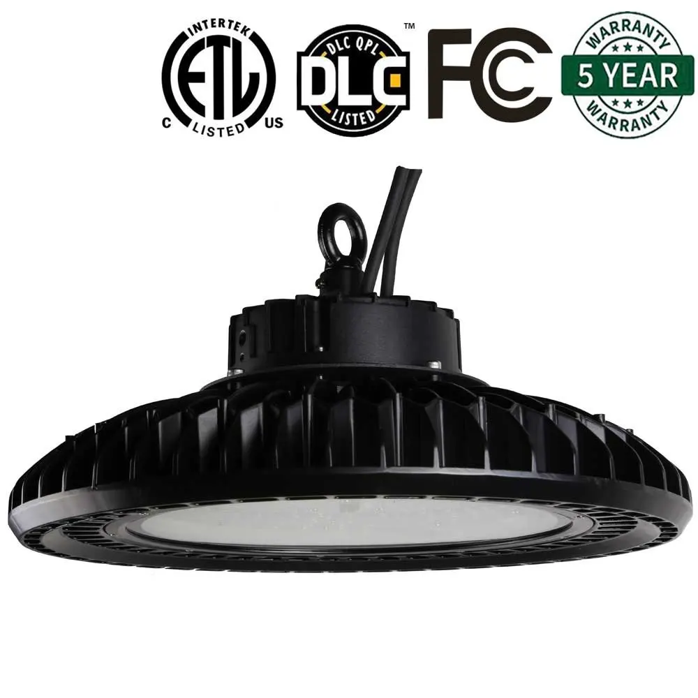 UL Listed Inc. Dimmable Sleek Super Bright Commercial Bay Lighting with Fresnel Lens Hyperikon UFO LED High Bay Light 200W 28000 Lumens Waterproof IP65 Rating 5700k