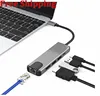 5 in 1 USB Type C Hub Hdmi 4K USB C Hub to Gigabit Ethernet Rj45 Lan Adapter for Macbook Pro Thunderbolt 3 USB-C Charger Port