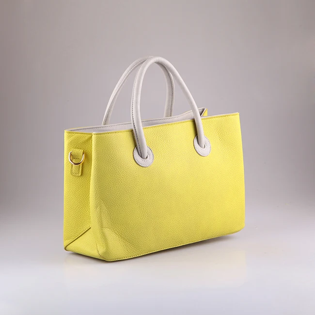 Hot Selling Latest Neon Yellow Polyurethane Designer Shopping Handbags 2016