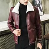 YSMARKET Leather Jacket Men's Autumn And Winter Fashion Fur Collar Thickening Slim Plus Velvet Jacket Handsome Coats EP02